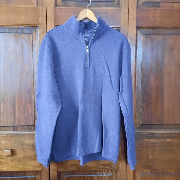 L.L. Bean 100% cotton purple 1/4 zip knit pullover 278182 size large tall - Picture 1 of 11